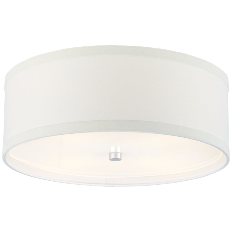 Walker Burnished Silver Leaf 18" Drum Ceiling Light with Cream Linen Shade