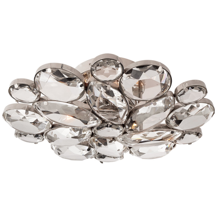Lloyd Floral Design Polished Nickel & Glass 13" Flush Mount Light