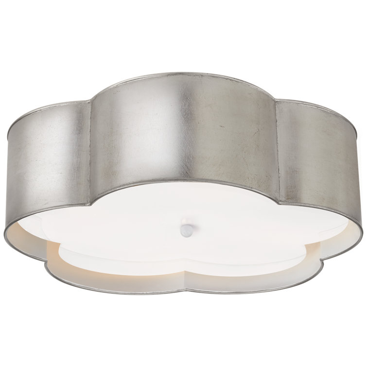 Elegant Burnished Silver Leaf and Crystal Flower Flush Mount Light