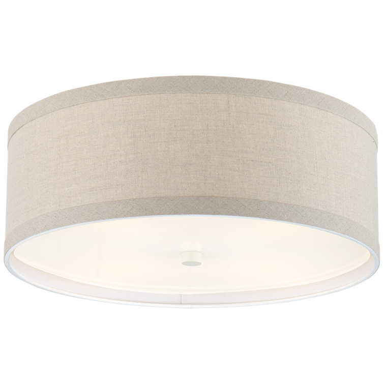 Walker Elegance 7.5'' Light Cream Drum Ceiling Light with Linen Shade
