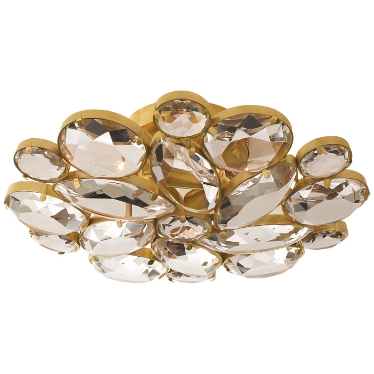 Lloyd Soft Brass 3-Light Indoor/Outdoor Flush Mount with Glass Accents