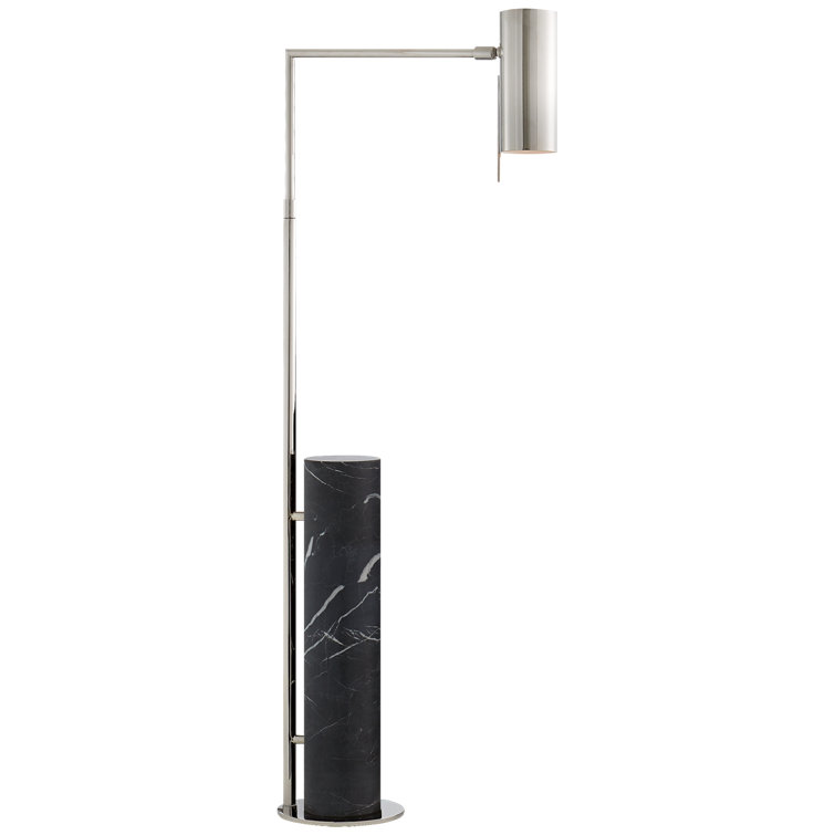 Edison Adjustable 41.5'' Polished Nickel & Black Marble Outdoor Floor Lamp