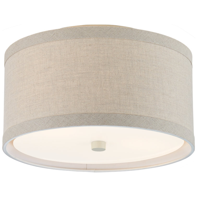 Light Cream Linen Drum Flush Mount Light