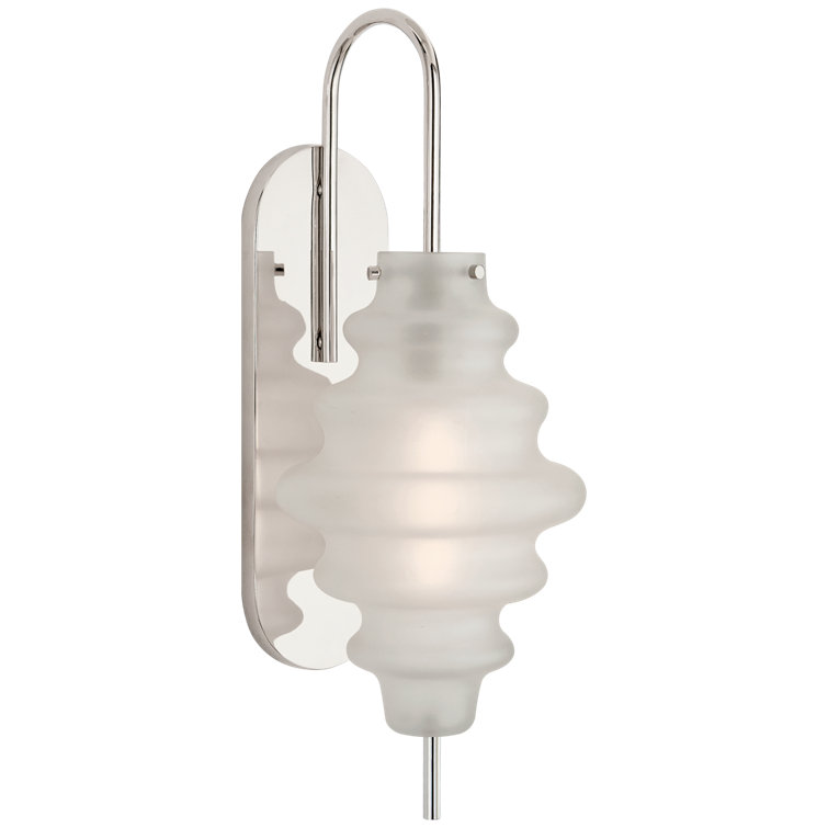 Keyless Polished Nickel Sconce with Volcanic Glass Shade