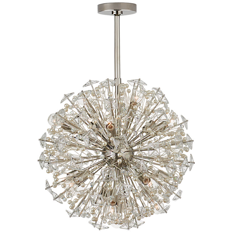 Elegant Polished Nickel and Crystal Medium Chandelier by Kate Spade