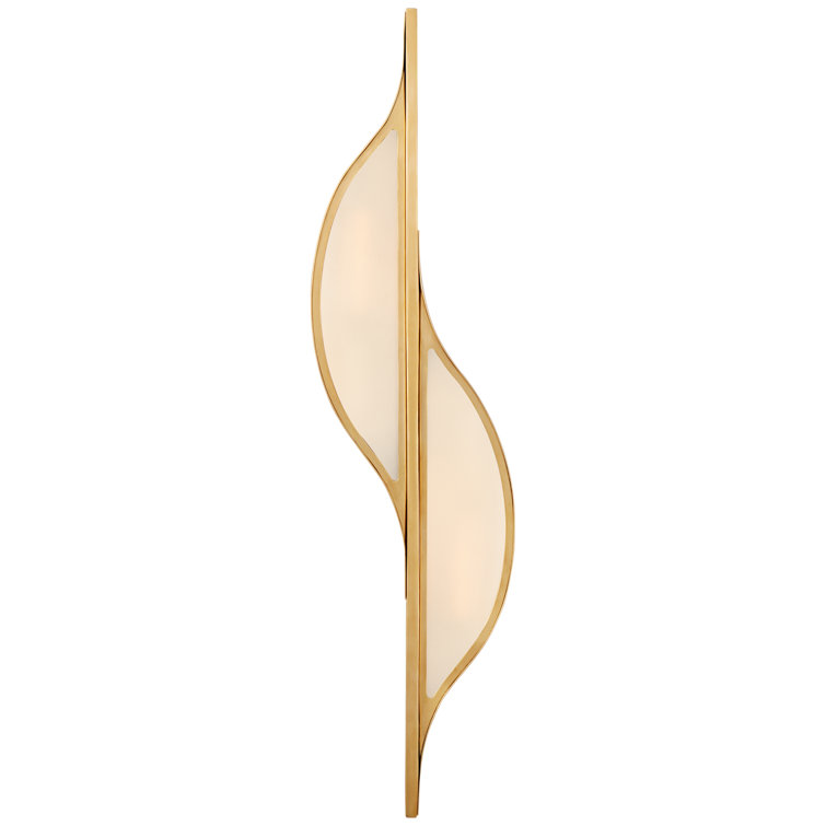 Avant Large Curved Brass and Frosted Glass Sconce