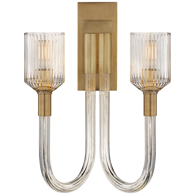 Reverie 19" Brass and Glass Double Sconce