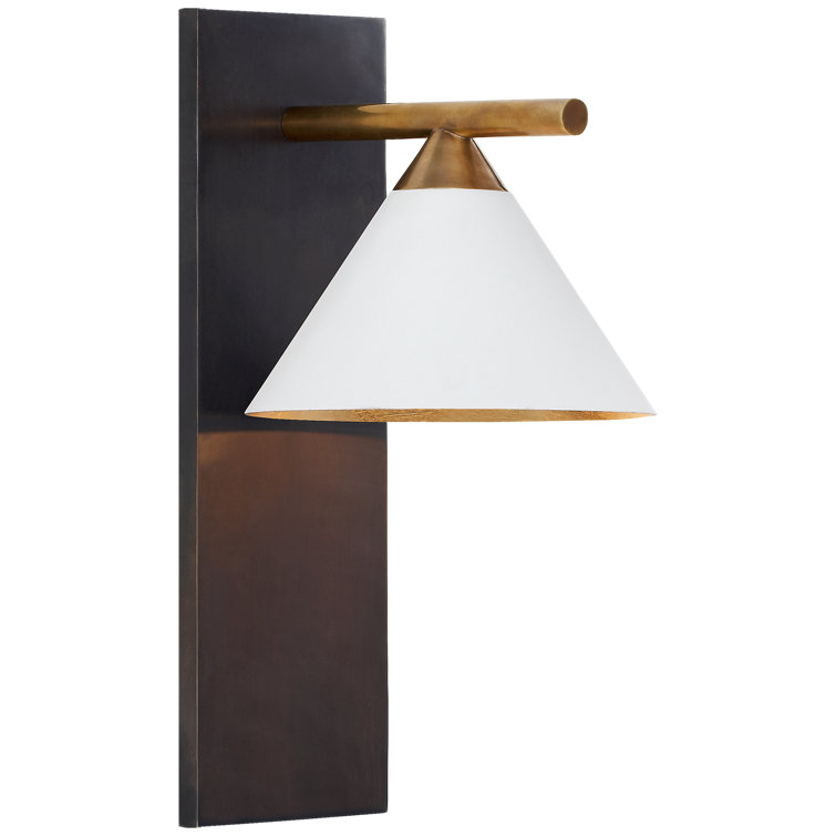 Cleo Bronze and Matte White 14" Armed Wall Sconce