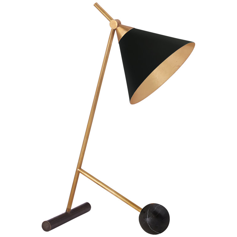 Outdoor Black Tripod Table Lamp with Conical Shade