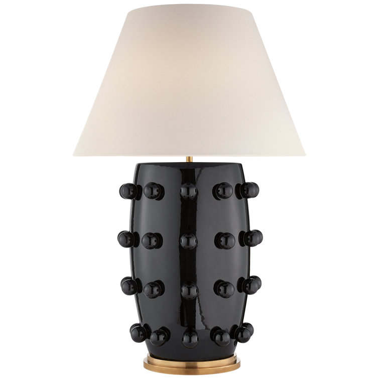 Linden Black Porcelain Outdoor Table Lamp with Orb Accents
