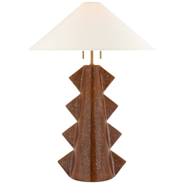 Edison Autumn Copper Ceramic Table Lamp with Linen Shade