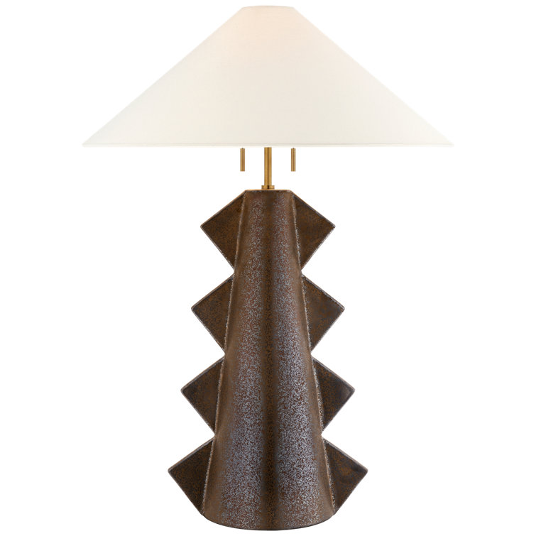 Senso Crystal Bronze 33" Handcrafted Ceramic Table Lamp with Linen Shade