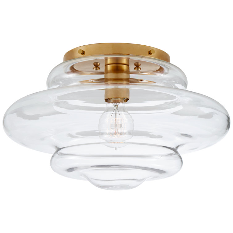 Tableau Medium 8.75" Antique-Burnished Brass Flush Mount with Clear Glass
