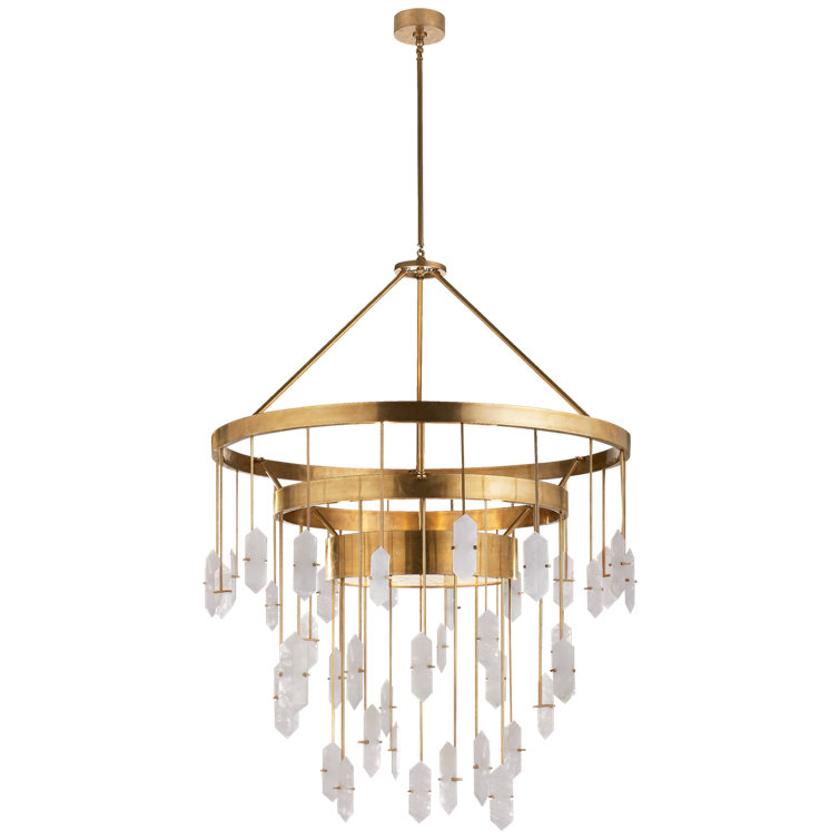 Elegant 48" Brass and Crystal 6-Light Plug-in Chandelier