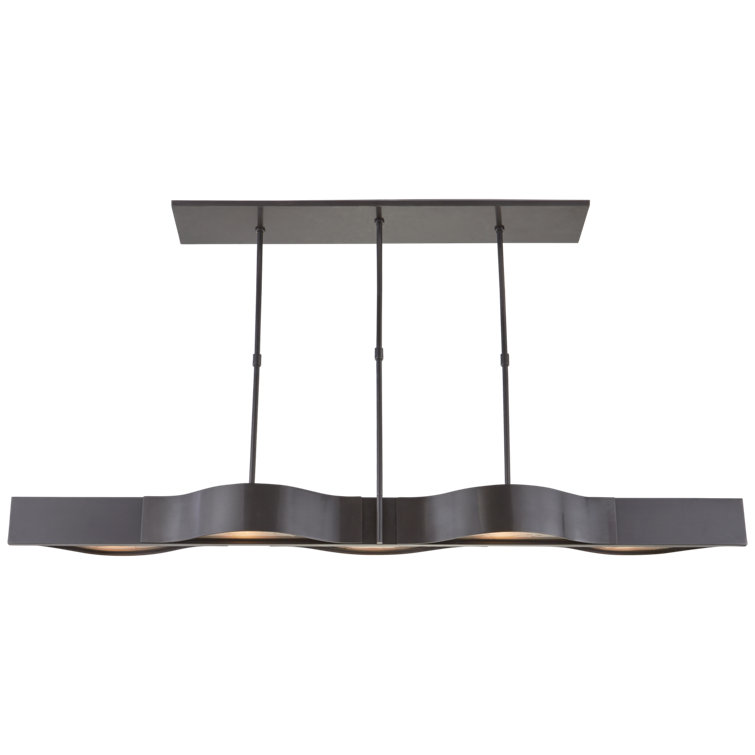 Avant Linear 5-Light Bronze Pendant with Frosted Glass Accents