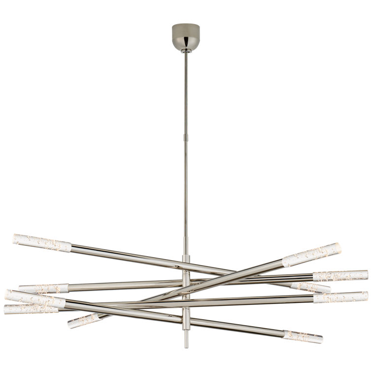 Polished Nickel 10-Light LED Chandelier with Seeded Glass