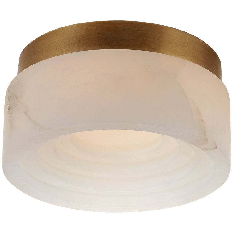 Antique-Burnished Brass and Alabaster LED Flush Mount Light