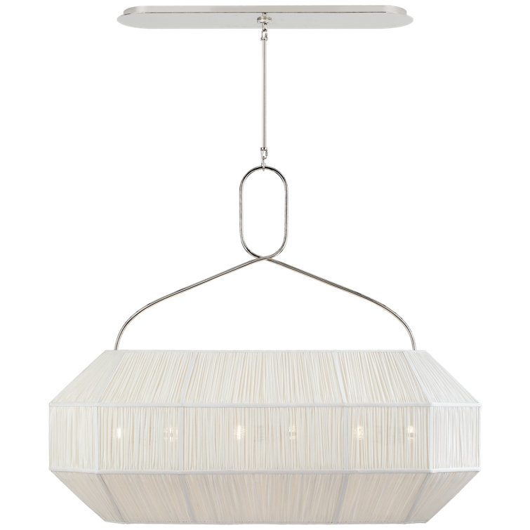 Forza Polished Nickel 6-Light LED Chandelier with Linen Shade