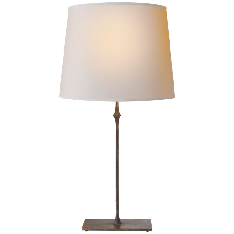 Edison Aged Iron Outdoor Table Lamp with Fabric Shade