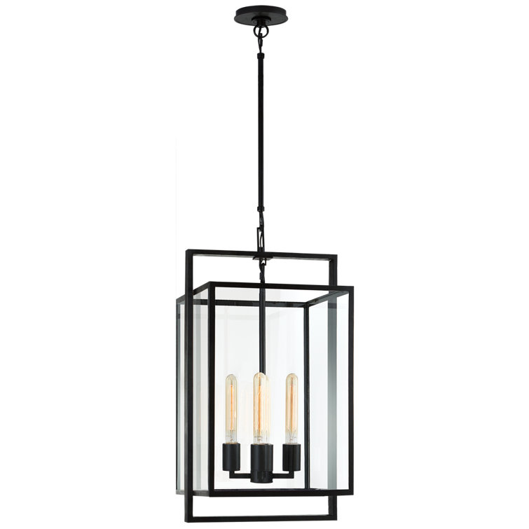 Aged Iron and Glass 26" Four-Light Indoor Pendant