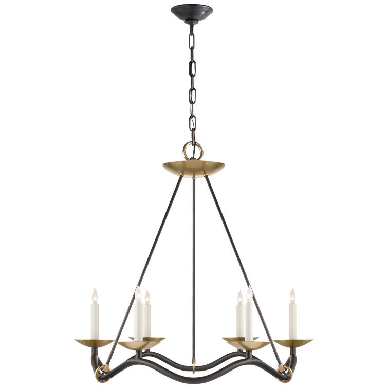 Goralnick Nickel Crystal 6-Light Candle Chandelier, 30"x28"