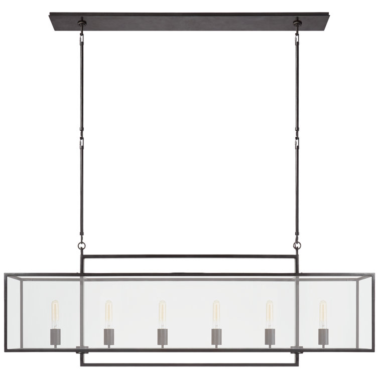 Halle 56'' Aged Iron and Nickel Glass Linear Chandelier