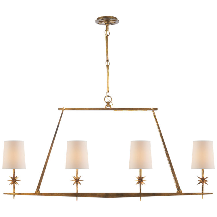 Etoile Gilded Iron 4-Light Pendant with Fabric Shades