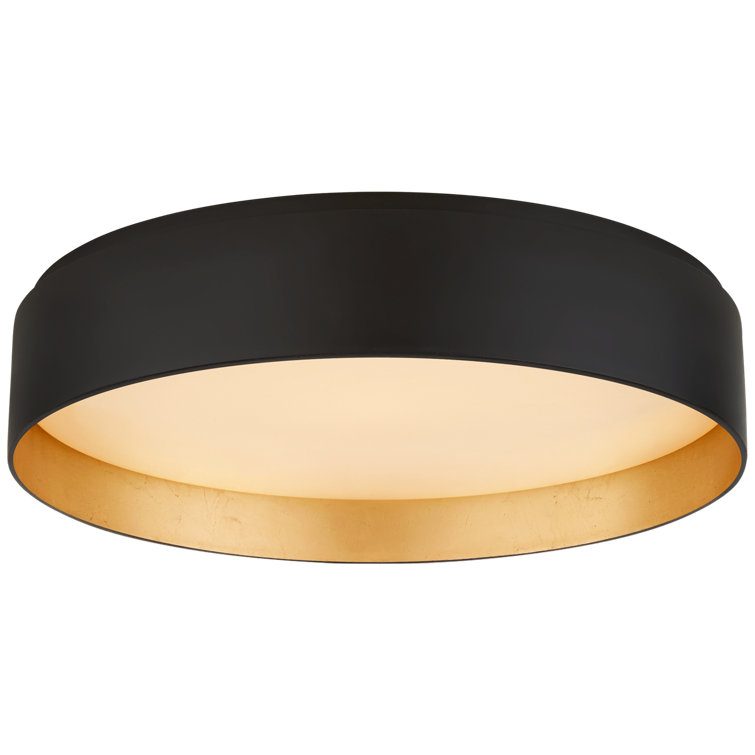 Shaw 5'' Solitaire Matte Black LED Flush Mount with Gold Accents
