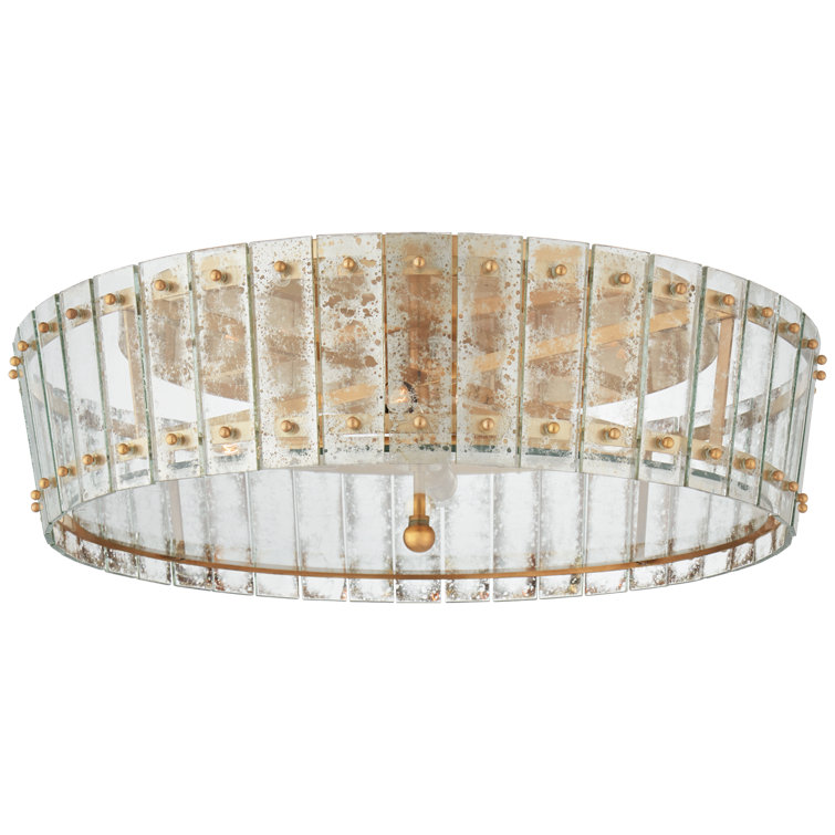 Cadence Hand-Rubbed Antique Brass and Glass Flush Mount