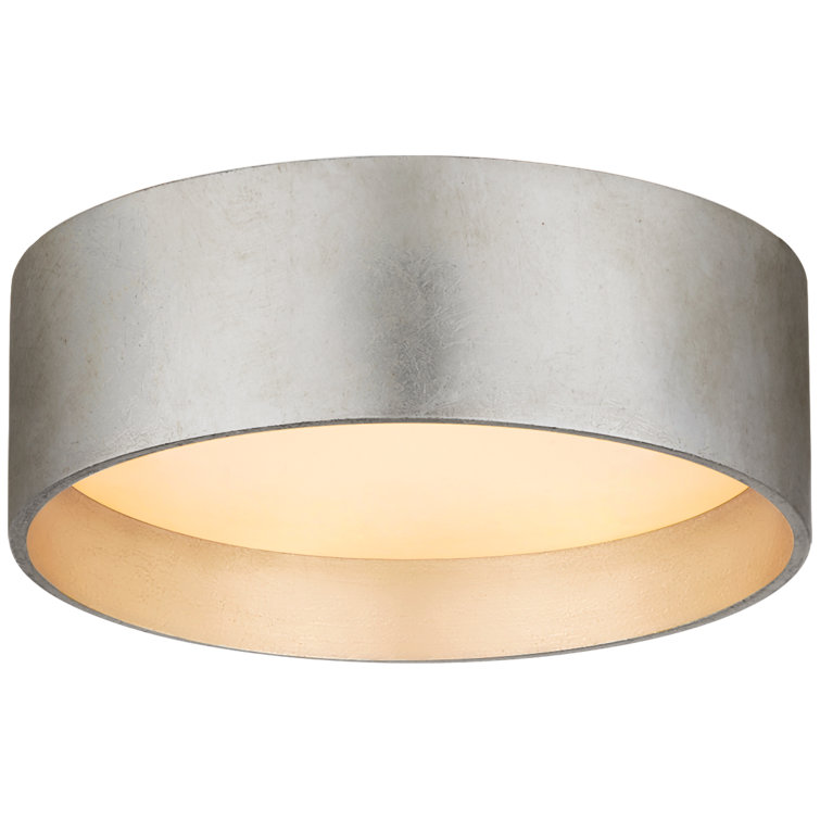 Contemporary Shaw Drum LED Flush Mount in Burnished Silver Leaf
