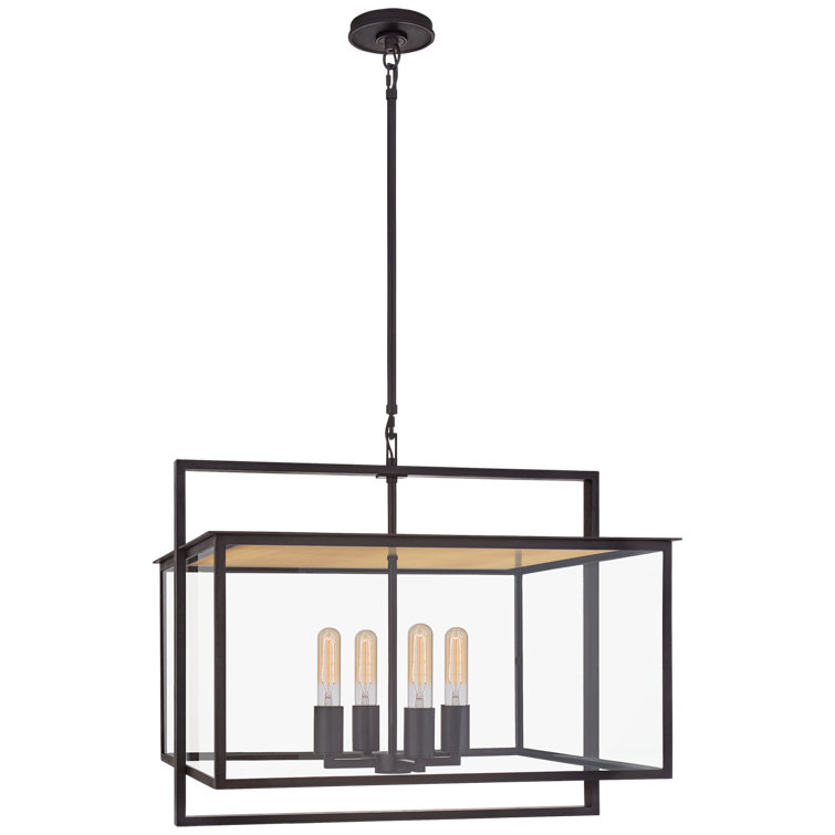 Halle 22" Black Glass and Metal Outdoor Hanging Lantern