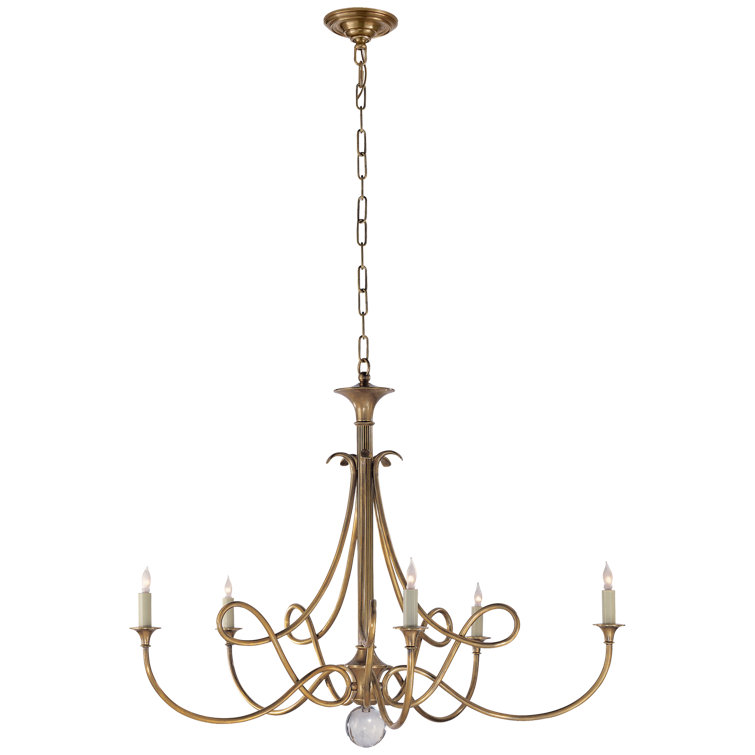 Elegant Double Twist 29.75" Brass and Crystal Chandelier