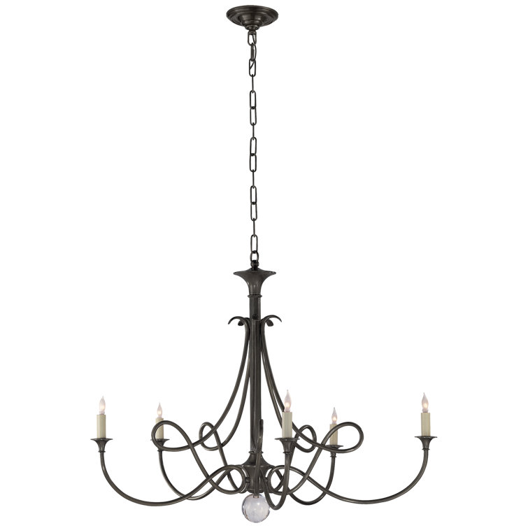 Double Twist 29.75" Bronze Chandelier with Crystal Accents