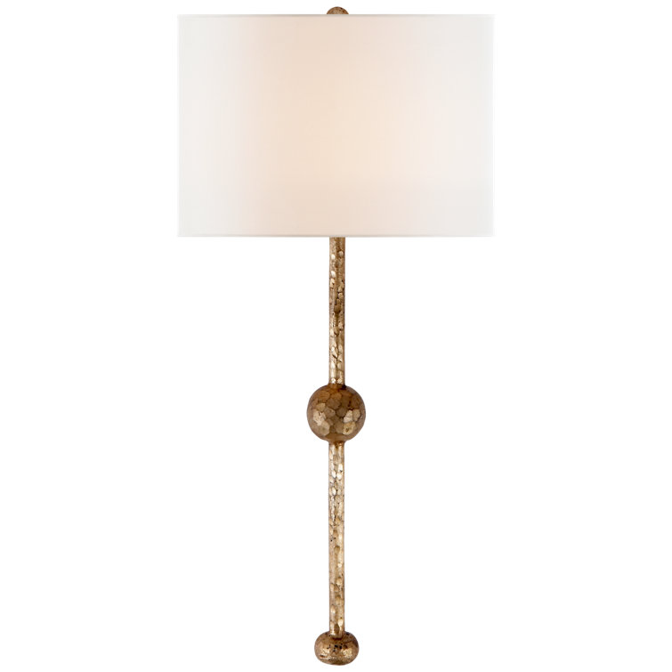 Gilded Iron 31" Hammered Wall Sconce with Shade