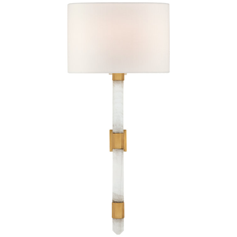 Adaline Nickel and Quartz Wall Sconce with Linen Shade