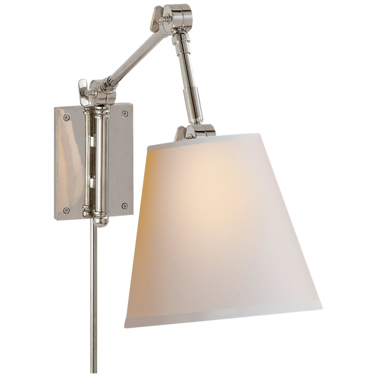Graves Polished Nickel 16.5" Swing Arm Wall Light with Paper Shade
