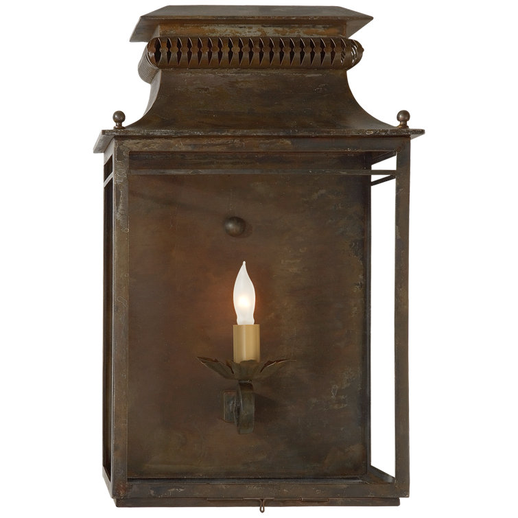 Flea Market Antique Zinc Dimmable Lantern Sconce, 18" Nickel Frame
