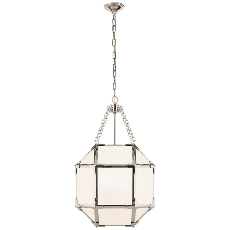 Contemporary Polished Nickel Cube Pendant Light with Glass Accents
