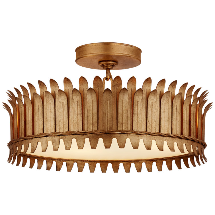 Leslie 16" Gilded Iron Drum Semi-Flush Mount