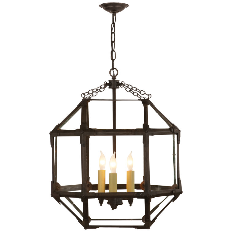 Morris Antique Zinc Clear Glass 3-Light Indoor/Outdoor Pendant