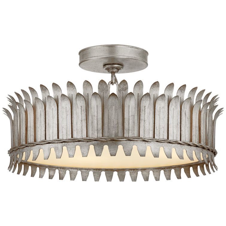 Leslie 16" Burnished Silver Leaf Semi-Flush Mount Light
