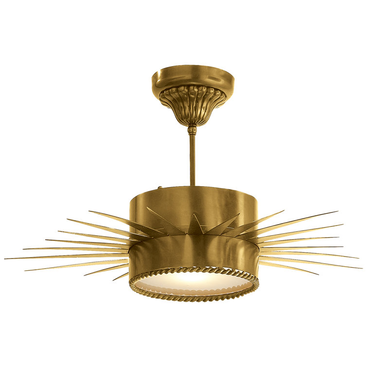 Soleil 14" Hand-Rubbed Antique Brass Drum Ceiling Light