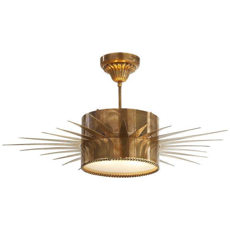 Soleil Hand-Rubbed Antique Brass Drum Ceiling Light