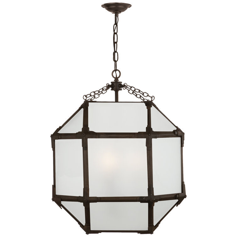 Antique Zinc & Frosted Glass 3-Light Indoor/Outdoor Pendant