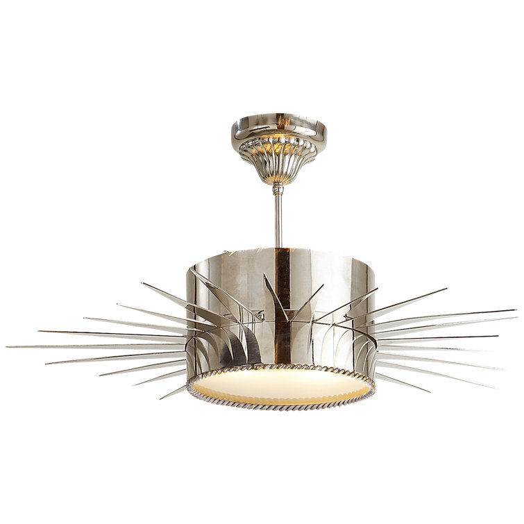 Soleil 14.5" Polished Nickel Drum Semi-Flush Mount Ceiling Light