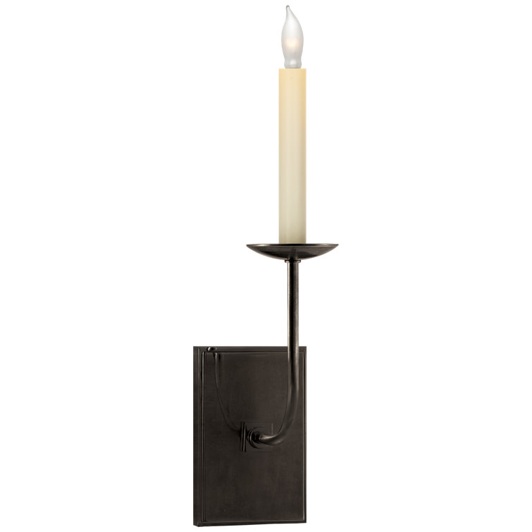 Elegant Bronze and Black 18" Candlestick Wall Sconce