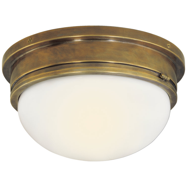 Marine Round 7" Hand-Rubbed Antique Brass & Glass Flush Mount Light