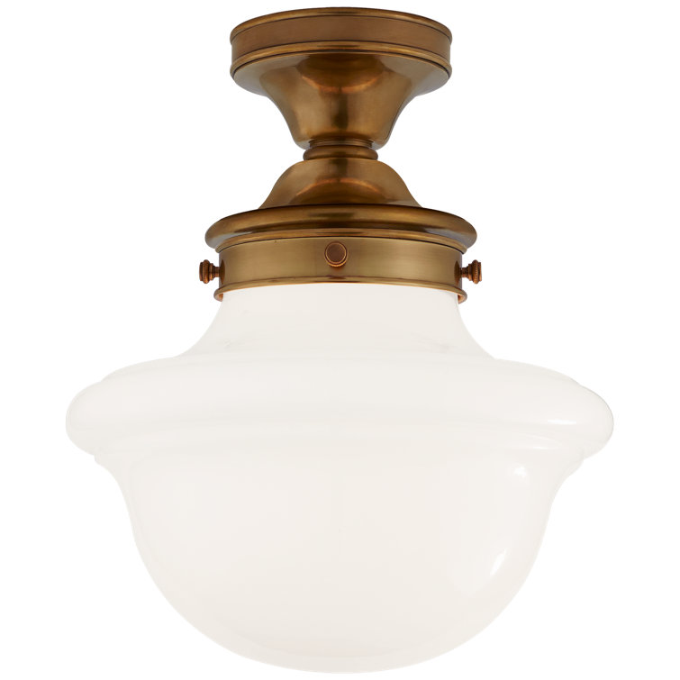 Hand-Rubbed Antique Brass and Glass Flush Mount Light