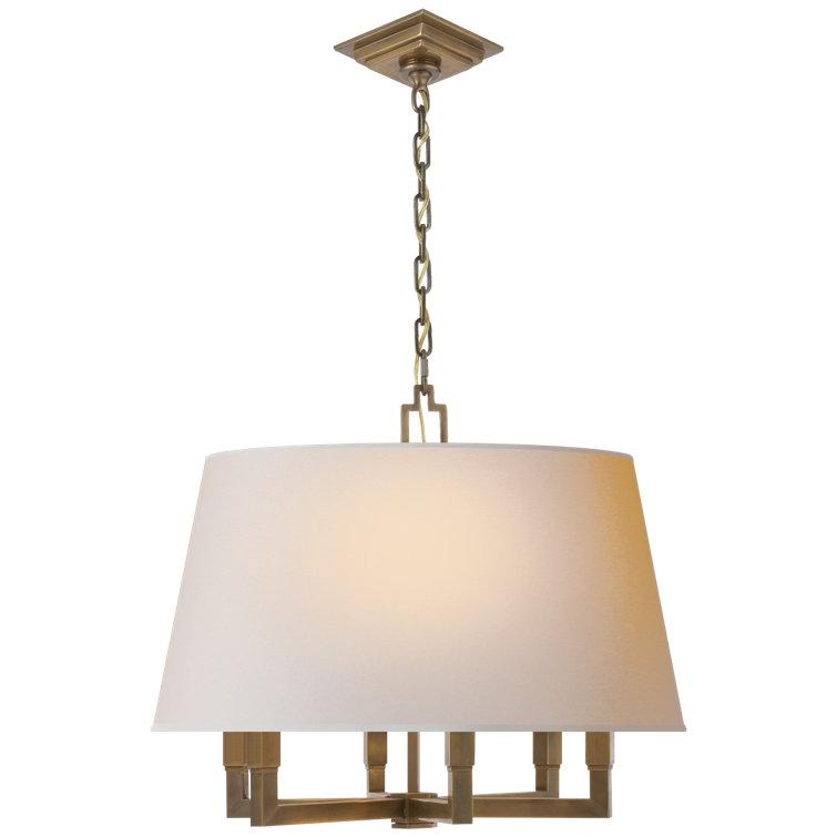 Hand-Rubbed Antique Brass and White Drum Chandelier