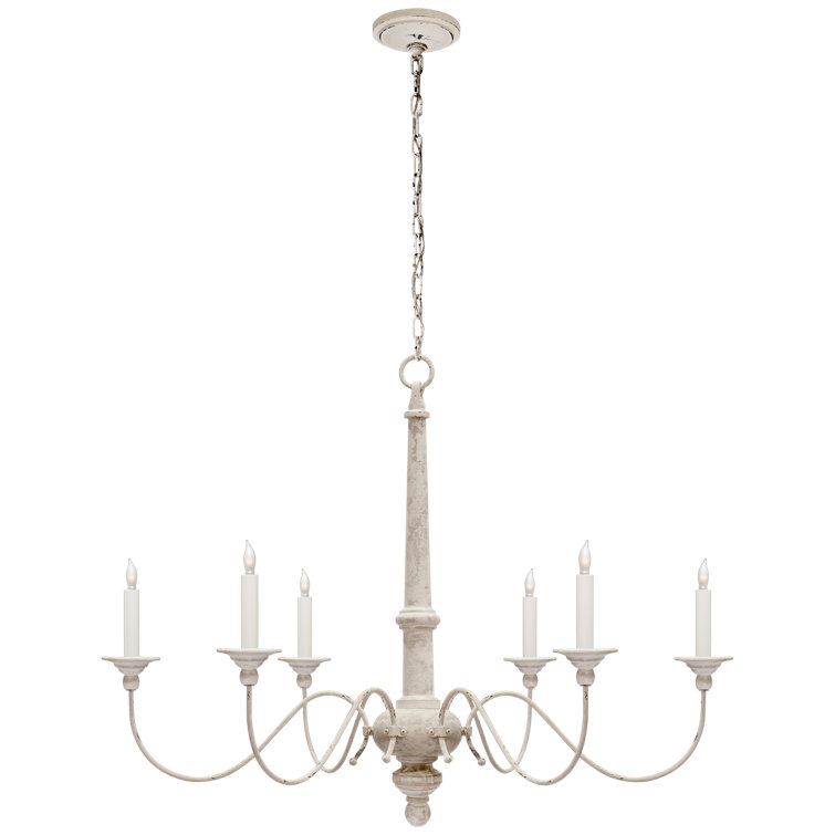 Elegant Belgian White 6-Light Crystal Candle Chandelier